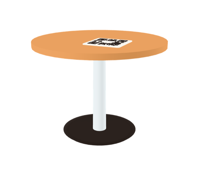 Table de café avec son QR code